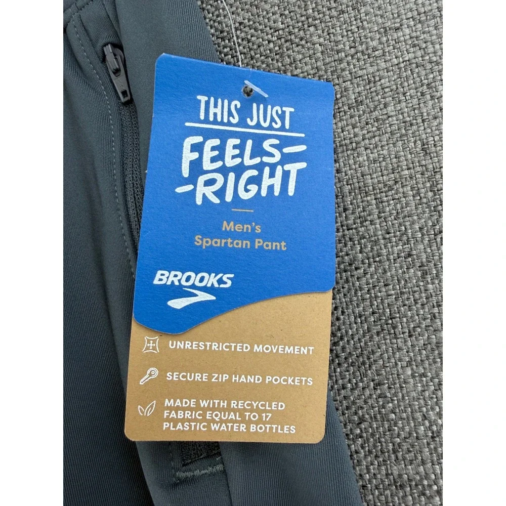 Brooks Spartan Pant Mens Large Asphalt Grey Running Training Trousers 211365